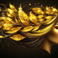 Gilded Leaf Goddess Mural Wallpaper — Modern Statement Art Mural Wallpaper - room preview 02