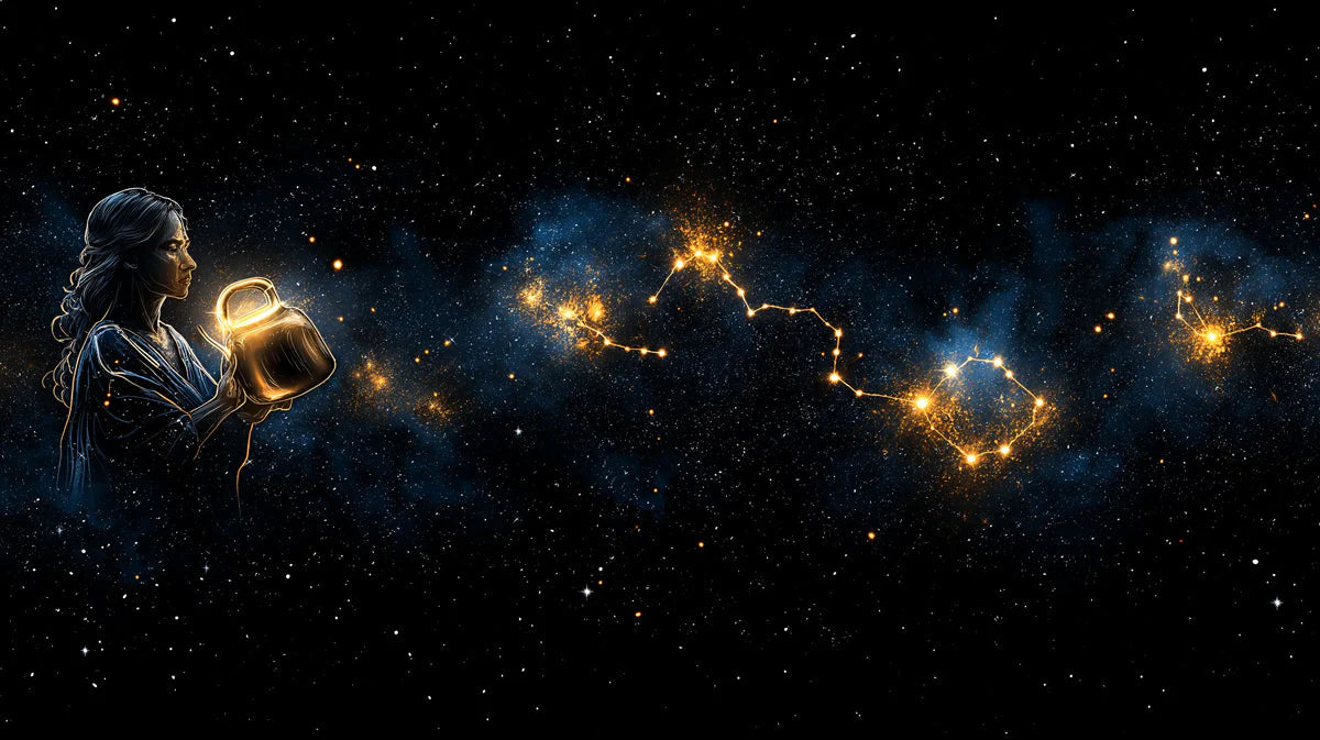 Celestial Pour Mural Wallpaper — Dreamy Night Sky Constellations Mural Wallpaper - room preview 02