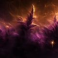 Nebula Fern Botanical Mural Wallpaper — Cosmic Purple and Gold Mural Wallpaper - room preview 02