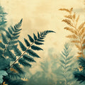 Watercolor Fern Forest Mural Wallpaper — Botanical Ochre Blend Mural Wallpaper - room preview 02