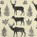 Rustic Deer and Fern Mural Wallpaper — Graphic Wildlife Pattern Mural Wallpaper - room preview 02