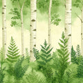 Watercolor Birch Forest Mural Wallpaper — Fresh Botanical Mural Wallpaper - room preview 02