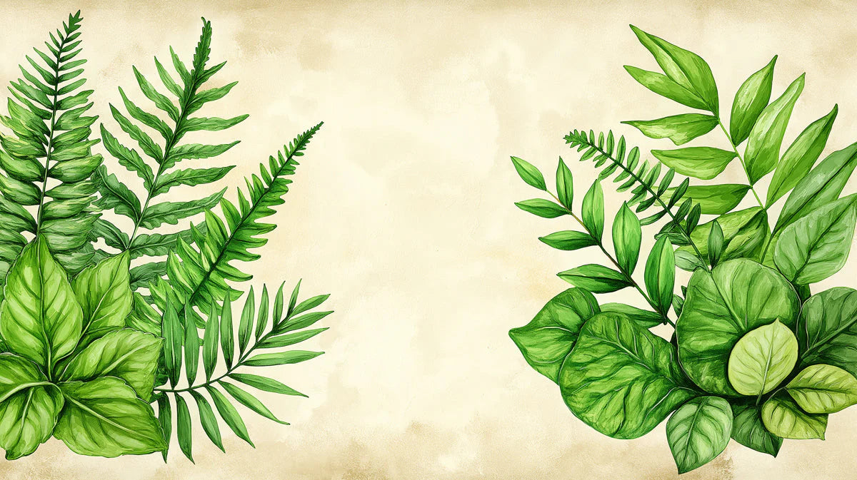 Verdant Fern and Foliage Mural Wallpaper — Botanical Art Mural Wallpaper - room preview 02