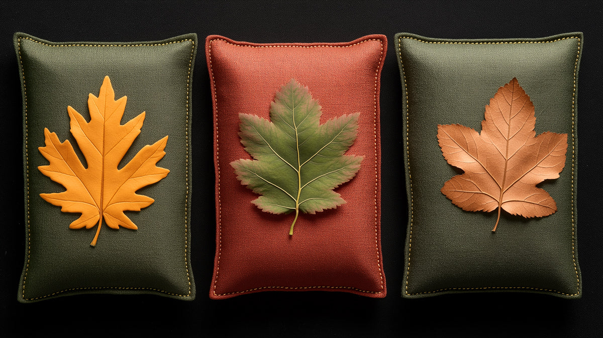 Autumn Harvest Leaf Pillows Mural Wallpaper — Seasonal Comfort Mural Wallpaper - room preview 02