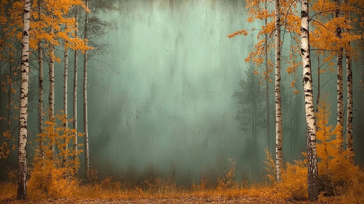 Autumn Aspen Grove Mural Wallpaper — Moody Forest Landscape Mural Wallpaper - room preview 02