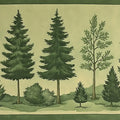 Hand-Painted Forest Scenic Mural Wallpaper in Sage and Pine Mural Wallpaper - room preview 02