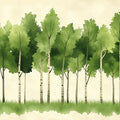 Birch Forest Grove Mural Wallpaper — Hand-Painted Botanical Art Mural Wallpaper - room preview 02