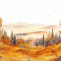 Autumn Mountain Forest Mural Wallpaper — Painted Landscape Mural Wallpaper - room preview 02