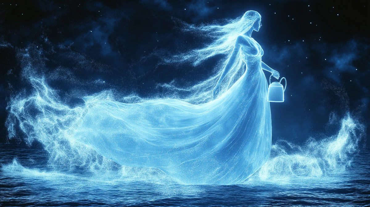 Celestial Water Nymph Mural Wallpaper — Ethereal Night Sky Design Mural Wallpaper - room preview 02