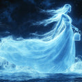 Celestial Water Nymph Mural Wallpaper — Ethereal Night Sky Design Mural Wallpaper - room preview 02