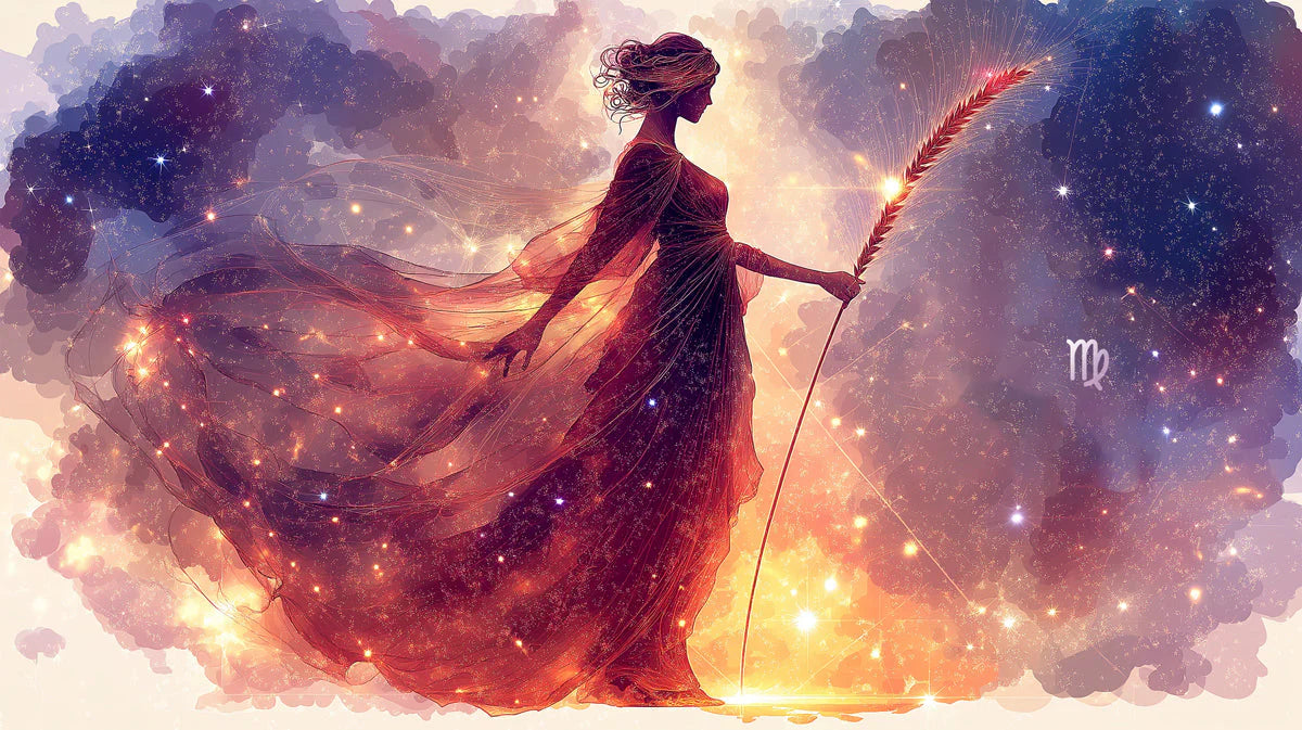 Virgo Celestial Goddess Mural Wallpaper — Cosmic Art Mural Wallpaper - room preview 02