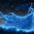 Celestial Goddess Starry Night Mural Wallpaper — Deep Blue Mural Mural Wallpaper - room preview 02