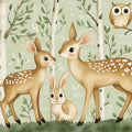 Whimsical Woodland Friends Mural Wallpaper — Soft Forest Scene Mural Wallpaper - room preview 02