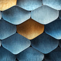 Interlocking Geometric Mural Wallpaper in Blue and Gold Mural Wallpaper - room preview 02