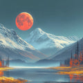 Blood Moon Alpine Peak Mural Wallpaper — Cinematic Sunset Landscape Mural Wallpaper - room preview 02