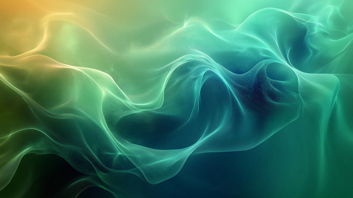 Aurora Flow Abstract Mural Wallpaper — Fluid Ethereal Waves Mural Wallpaper - room preview 02