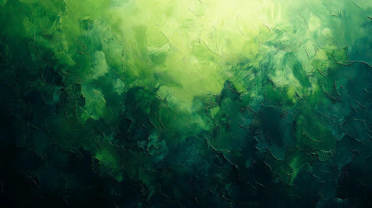 Abstract Forest Oil Painting Mural Wallpaper — Verdant Green Mural Wallpaper - room preview 02