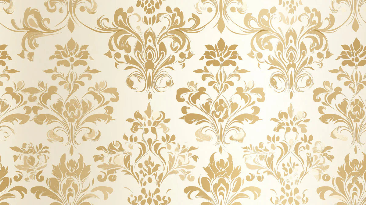 Gilded Damask Mural Wallpaper — Elegant Ornate Pattern Mural Wallpaper - room preview 02