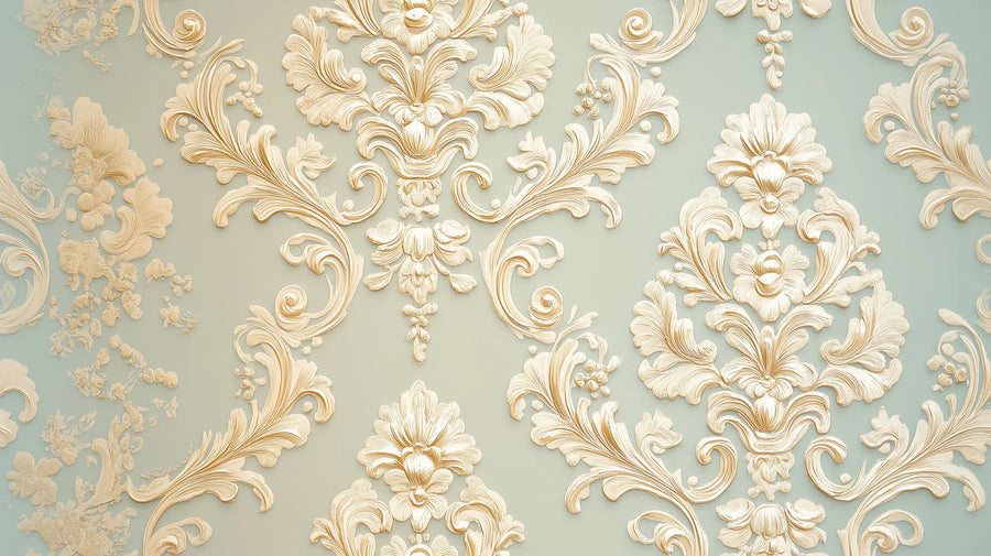 Damast-Rollbild-Tapete in Blassem Salbei und Creme Wandtapete printable artwork