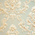 Damask Scroll Mural Wallpaper in Pale Sage and Cream Mural Wallpaper - room preview 02