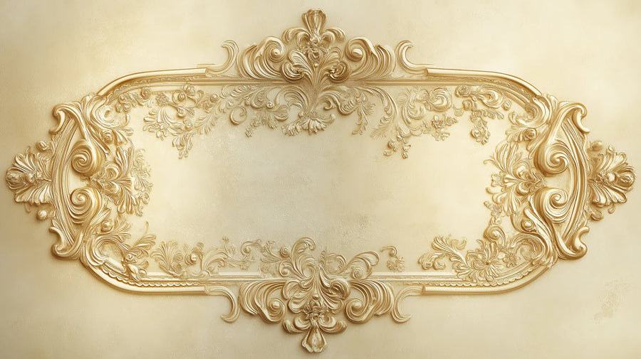 Opulente Barock Damast Wandmalerei Tapete — Creme- und Gold-Relief Wandmalerei Tapete printable artwork
