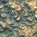 Golden Baroque Floral Mural Wallpaper — Sculpted Relief Effect Mural Wallpaper - room preview 02