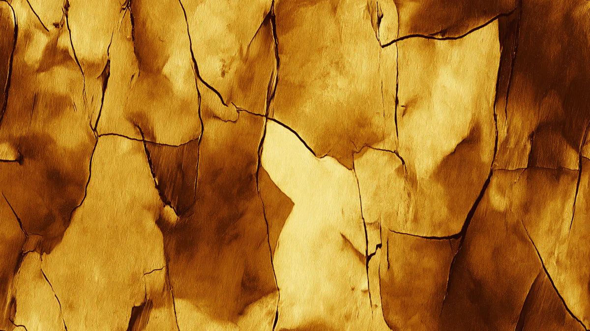 Cracked Earth Golden Ochre Mural Wallpaper — Industrial Style Mural Wallpaper - room preview 02