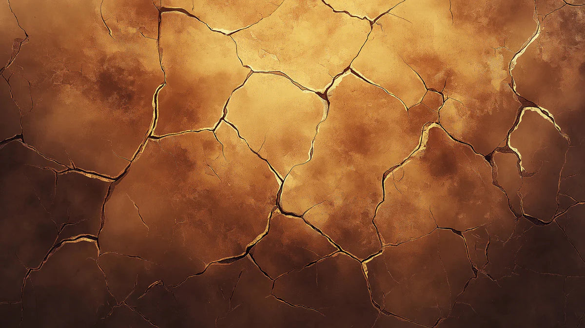 Cracked Earth Mural Wallpaper in Rich Sienna and Ochre Mural Wallpaper - room preview 02