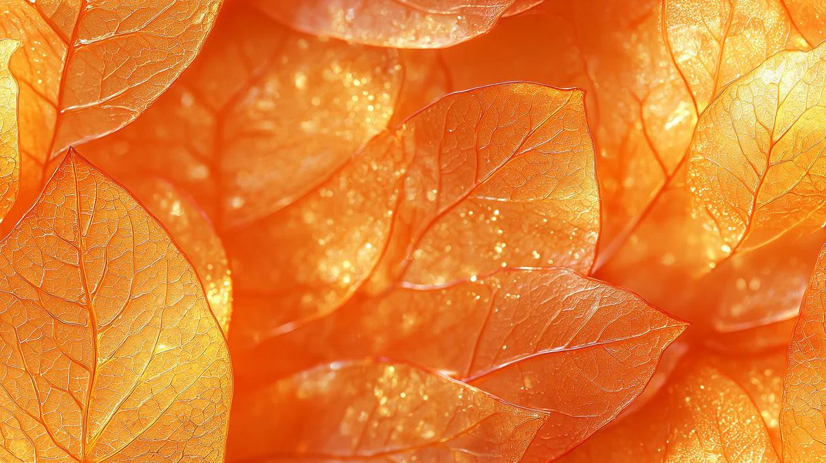 Sun-Drenched Amber Leaf Mural Wallpaper — Organic Botanical Design Mural Wallpaper - room preview 02