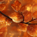 Gilded Autumn Foliage Mural Wallpaper — Warm Botanical Design Mural Wallpaper - room preview 02