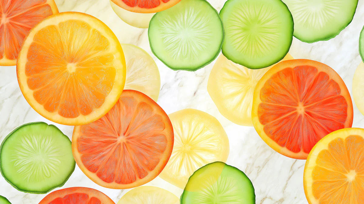 Fresh Citrus Slices Mural Wallpaper — Colorful Fruit Pattern Mural Wallpaper - room preview 02