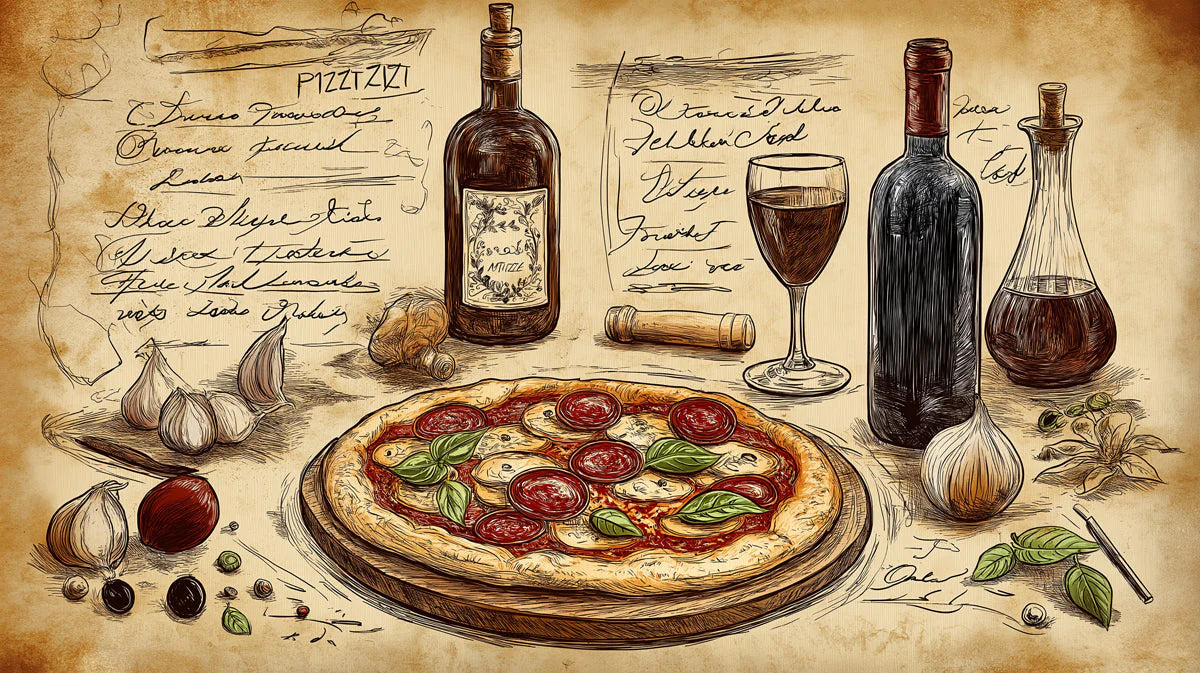 Italian Trattoria Sketch Mural Wallpaper — Rustic Culinary Art Mural Wallpaper - room preview 02