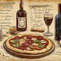 Italian Trattoria Sketch Mural Wallpaper — Rustic Culinary Art Mural Wallpaper - room preview 02
