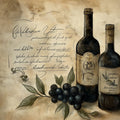 Vintage Vineyard Script Mural Wallpaper — Rustic Wine Illustration Mural Wallpaper - room preview 02
