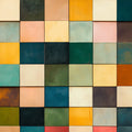Modern Square Color Block Mural Wallpaper — Multicolored Grid Mural Wallpaper - room preview 02