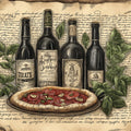 Italian Vineyard Culinary Mural Wallpaper — Rustic Illustration Mural Wallpaper - room preview 02