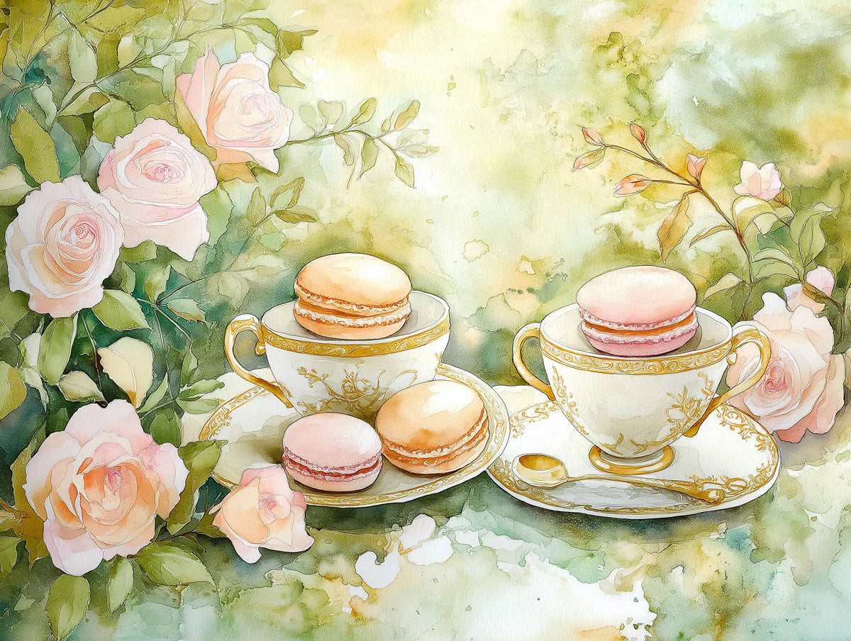 Macaron and Rose Garden Mural Wallpaper — Soft Floral Art Mural Wallpaper - room preview 02