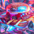 Neon Burger Mural Wallpaper — Vibrant Pop Art Dining Decor Mural Wallpaper - room preview 02