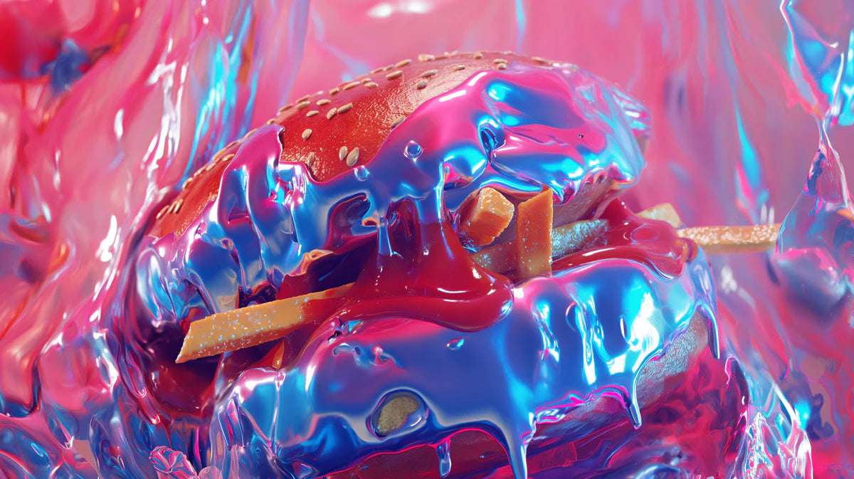 Neon Drip Burger Mural Wallpaper — Vibrant Pop Art Design Mural Wallpaper - room preview 02