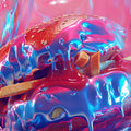 Neon Drip Burger Mural Wallpaper — Vibrant Pop Art Design Mural Wallpaper - room preview 02