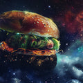 Cosmic Burger Mural Wallpaper — Surreal Science Fiction Art Mural Wallpaper - room preview 02