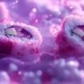 Neon Sushi Dreams Mural Wallpaper —Whimsical Culinary Art Mural Wallpaper - room preview 02