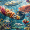 Subaquatic Sushi Fusion Mural Wallpaper — Playful Ocean Scene Mural Wallpaper - room preview 02