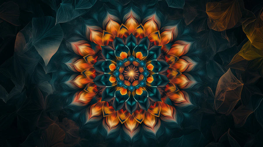 Mandala Wallpaper Mural – Zen Pattern Wall Mural – Radiant Mandala Floral — Moody Bohemian Style printable artwork