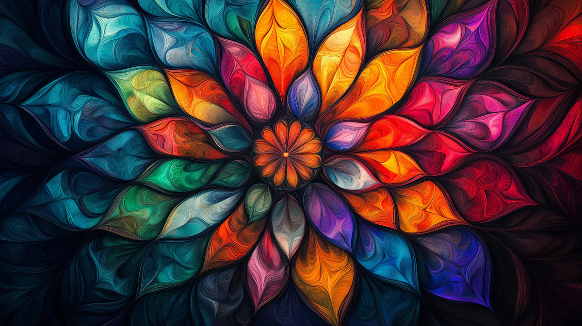 Radiant Mandala Bloom Mural Wallpaper — Artistic Bohemian Style Mural Wallpaper - room preview 02