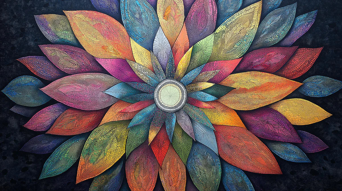 Vibrant Mandala Petal Mural Wallpaper — Artistic Floral Design Mural Wallpaper - room preview 02