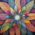 Vibrant Mandala Petal Mural Wallpaper — Artistic Floral Design Mural Wallpaper - room preview 02