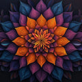 Vibrant Mandala Bloom Mural Wallpaper — Bold Floral Art Mural Wallpaper - room preview 02
