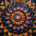 3D Papercut Mandala Mural Wallpaper — Vibrant Geometric Art Mural Wallpaper - room preview 02