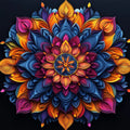 Vibrant Geometric Mandala Mural Wallpaper — Deep Color Contrast Mural Wallpaper - room preview 02